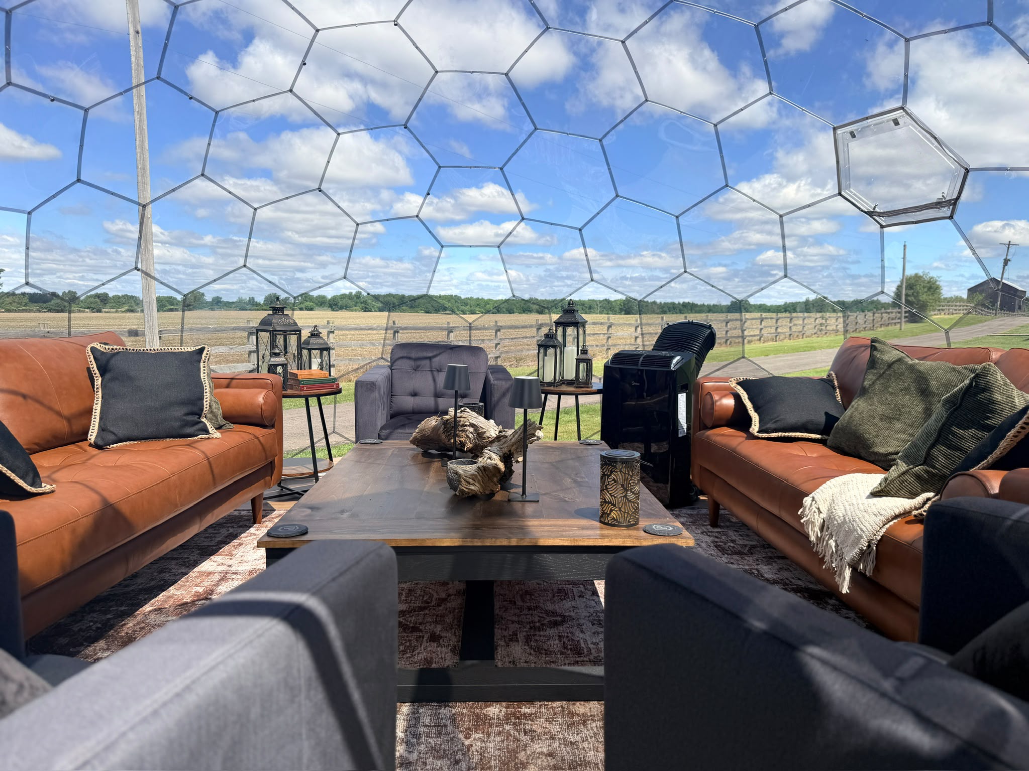 Cozy dome lounge set for an intimate evening